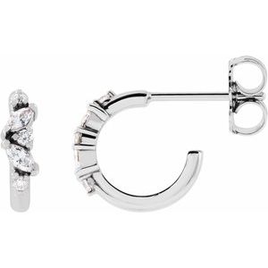 14K White Gold 1/6 CTW Natural Diamond Huggie Earrings