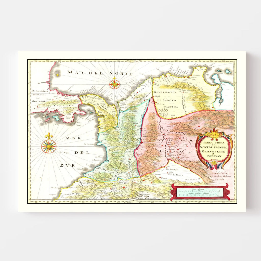 Vintage Map of Colombia 1665
