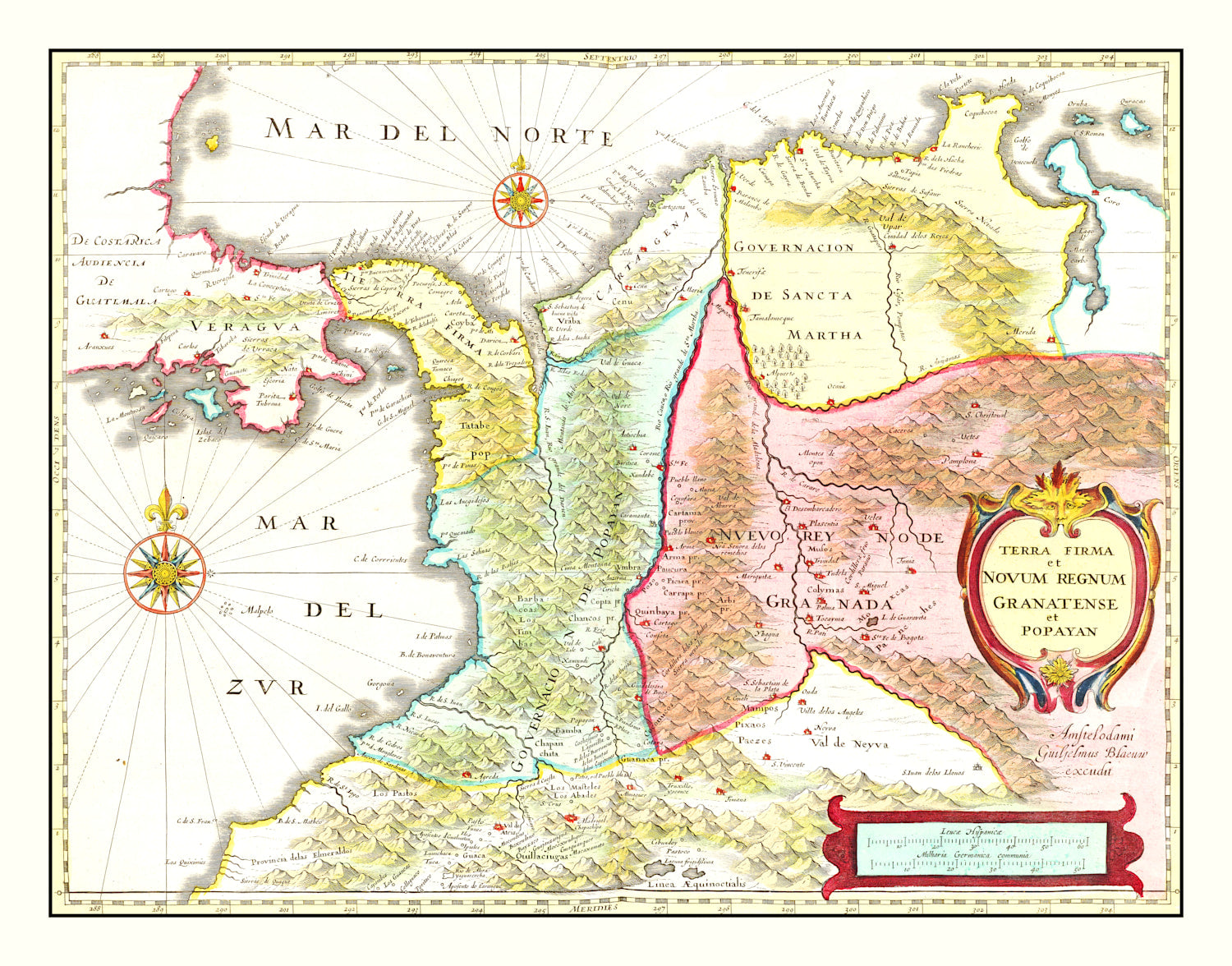 Vintage Map of Colombia 1665