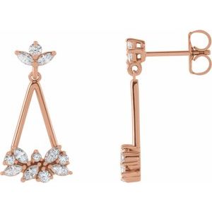 14K Rose Gold 5/8 CTW Natural Diamond Geometric Cluster Earrings