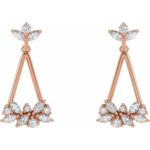 14K Rose Gold 5/8 CTW Natural Diamond Geometric Cluster Earrings