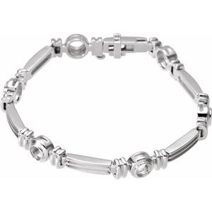 14K White Gold 4.3 mm Round Six-Station Line 7" Bracelet Mounting