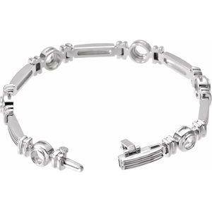 18K White Gold 3.4 mm Round Seven-Station Line 7" Bracelet Mounting – image 2