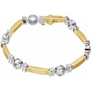 18K Yellow/White Gold 3 mm Round Seven-Station Line 7" Bracelet Mounting