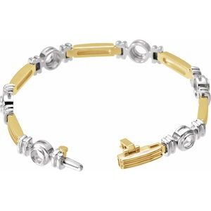 18K Yellow/White Gold 3 mm Round Seven-Station Line 7" Bracelet Mounting – image 2