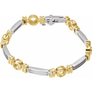 14K White/Yellow Gold 3.4 mm Round Seven-Station Line 7" Bracelet Mounting