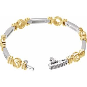 14K White/Yellow Gold 3.4 mm Round Seven-Station Line 7" Bracelet Mounting – image 2