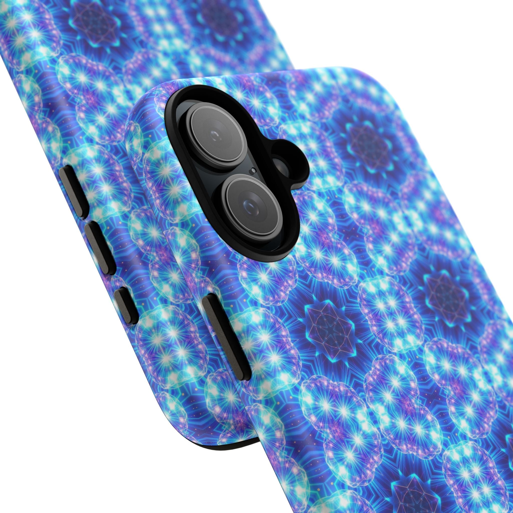 Blue Mandalas with Neon Lights Tough Phone Cases