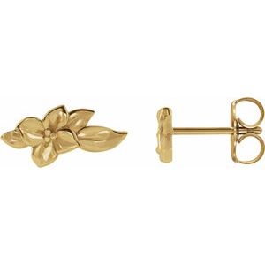 14K Yellow Flower Earrings
