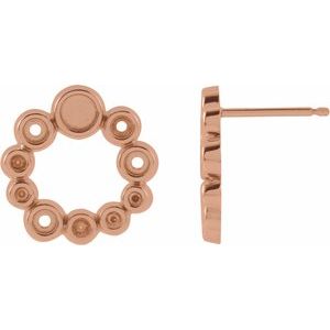 14K Rose Gold 3 mm Round Bezel-Set Cabochon Right Earring Mounting