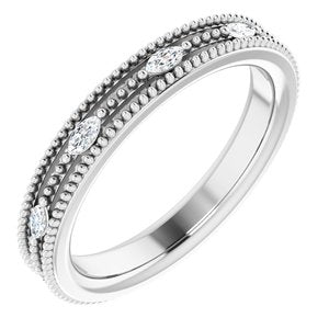 Platinum 1/3 CTW Natural Diamond Beaded Band Size 7