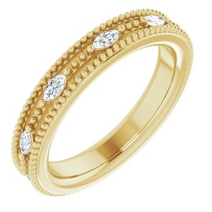 14K Yellow Gold 1/3 CTW Natural Diamond Beaded Band Size 4.5