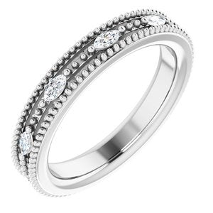 Platinum 1/3 CTW Natural Diamond Beaded Band Size 5