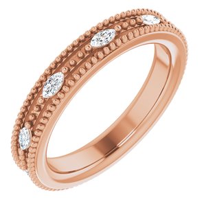 14K Rose Gold 1/3 CTW Natural Diamond Beaded Band Size 5