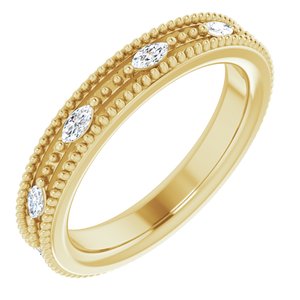 14K Yellow Gold 1/3 CTW Natural Diamond Beaded Band Size 5