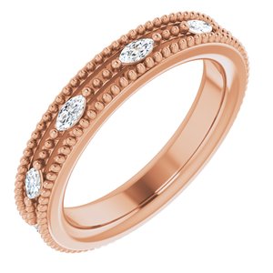 14K Rose Gold 1/3 CTW Natural Diamond Beaded Band Size 4