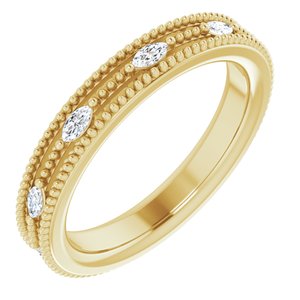14K Yellow Gold 1/3 CTW Natural Diamond Beaded Band Size 6