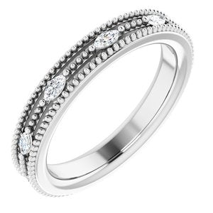 14K White Gold 1/3 CTW Natural Diamond Beaded Band Size 6