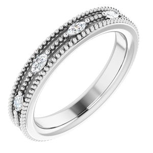 14K White Gold 1/3 CTW Natural Diamond Beaded Band Size 5.5