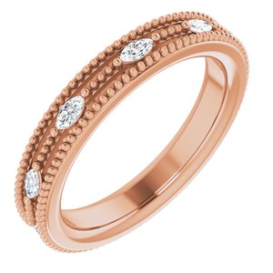 14K Rose Gold 1/3 CTW Natural Diamond Beaded Band Size 5.5
