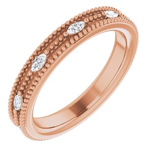 14K Rose Gold 1/3 CTW Natural Diamond Beaded Band Size 6.5