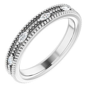 Platinum 1/3 CTW Natural Diamond Beaded Band Size 6.5
