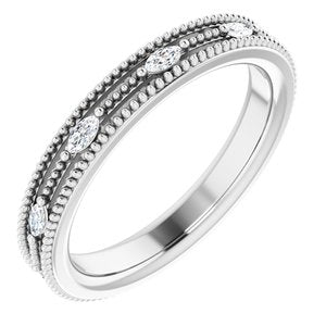 14K White Gold 1/3 CTW Natural Diamond Beaded Band Size 7.5