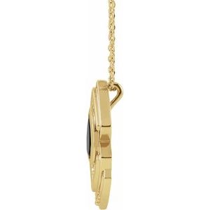 14K Yellow Gold Natural Black Onyx Geometric 16-18" Necklace