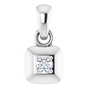 14K White Gold .06 CT Diamond Solitaire Pendant