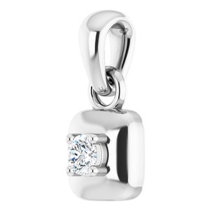 14K White Gold .06 CT Diamond Solitaire Pendant