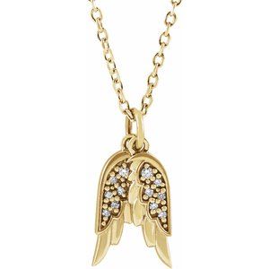 Accented Angel Wings Necklace or Pendant