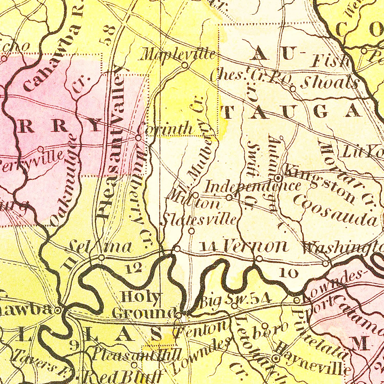 Vintage Map of Alabama 1847