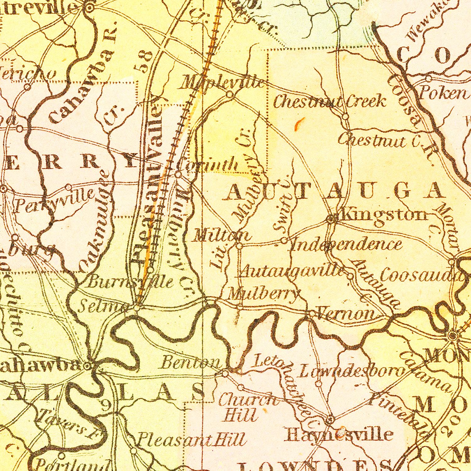 Vintage Map of Alabama 1854