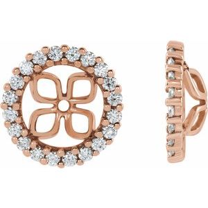 14K Rose Gold 8.5 mm ID 1/2 CTW Natural Diamond Earring Jackets