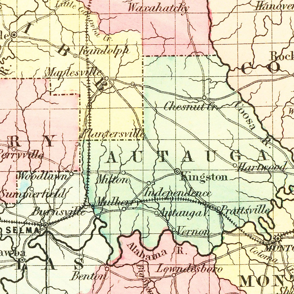 Vintage Map of Alabama 1855