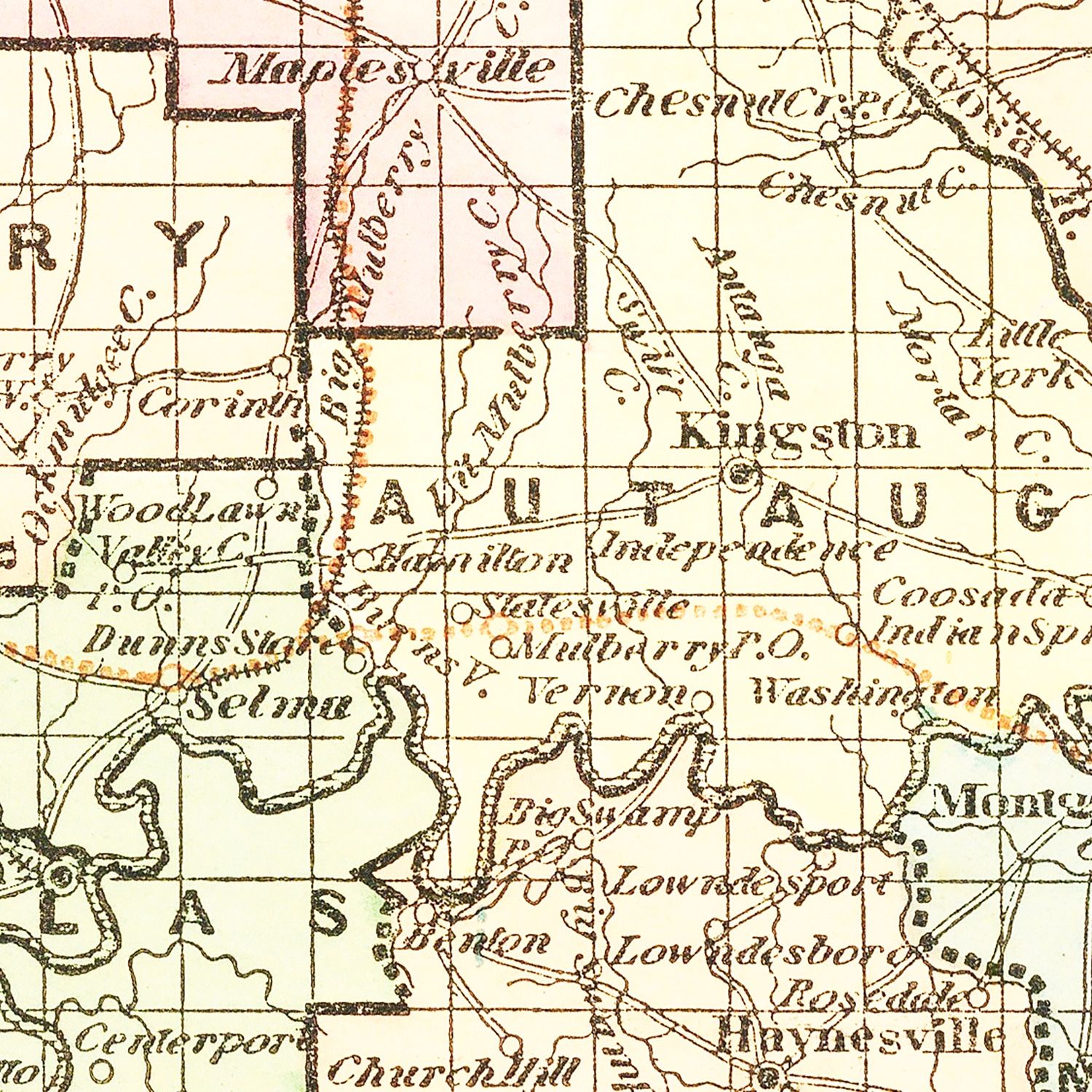 Vintage Map of Alabama 1856