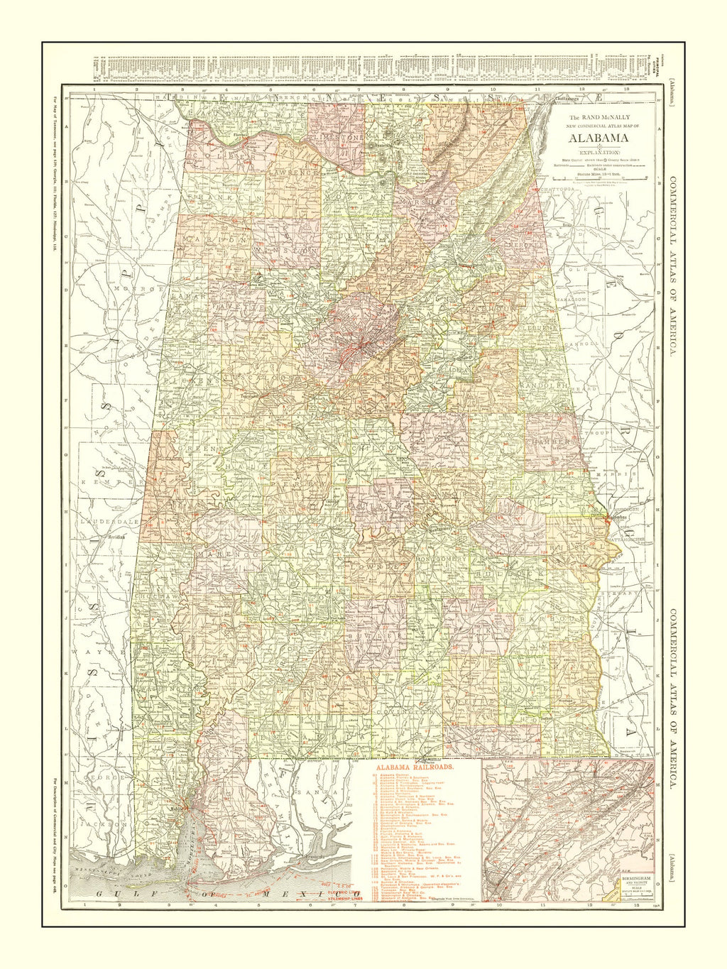 Vintage Map of Alabama 1917