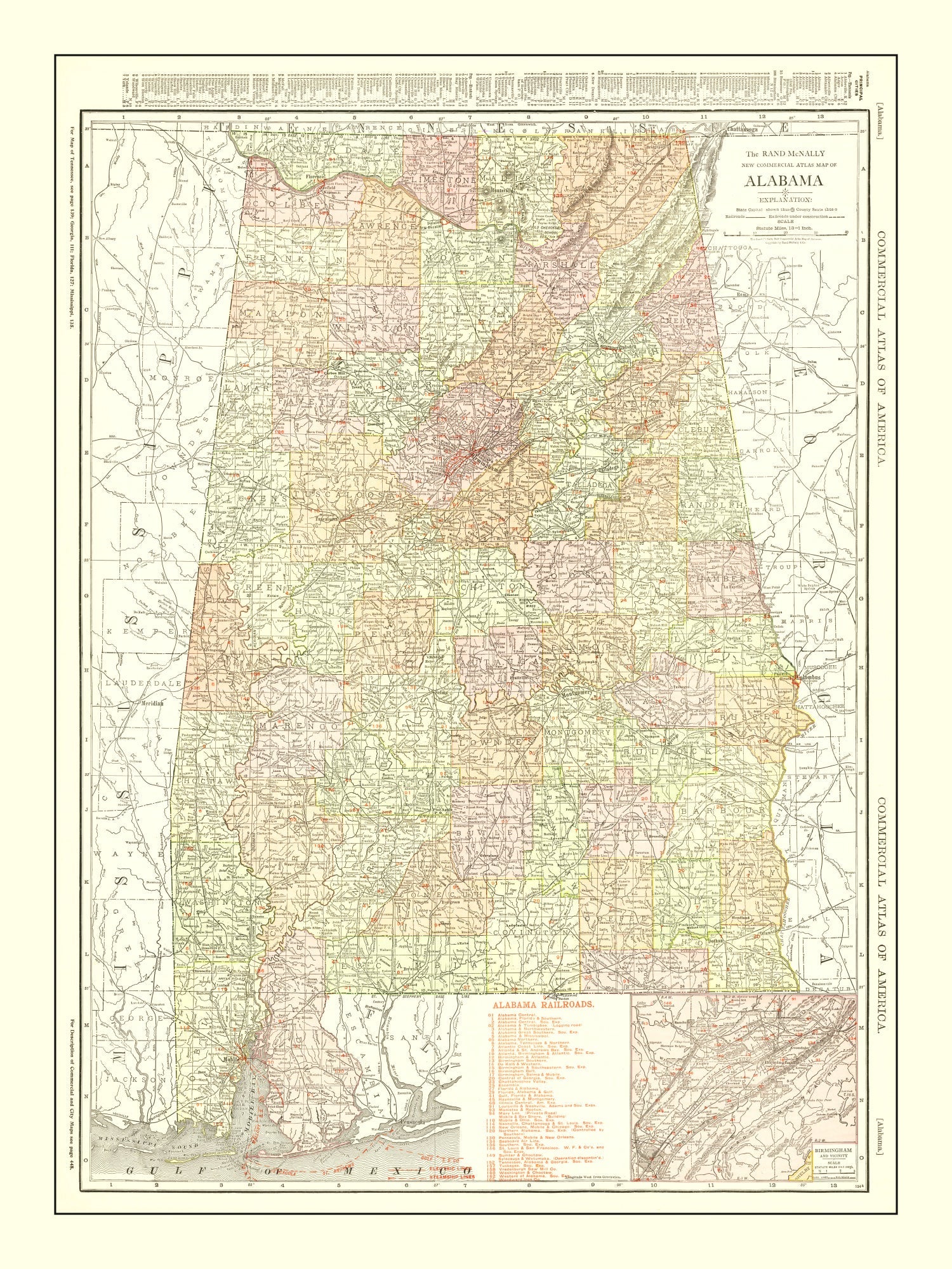 Vintage Map of Alabama 1917