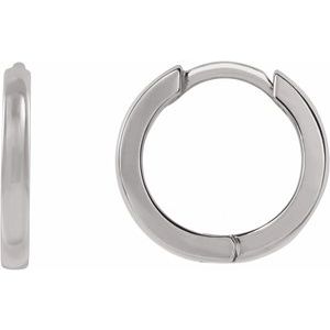 14K White Hinged 10 mm Hoop Earrings