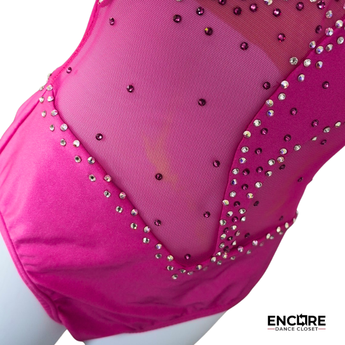 Hot Pink Illusion Rhinestone Leotard