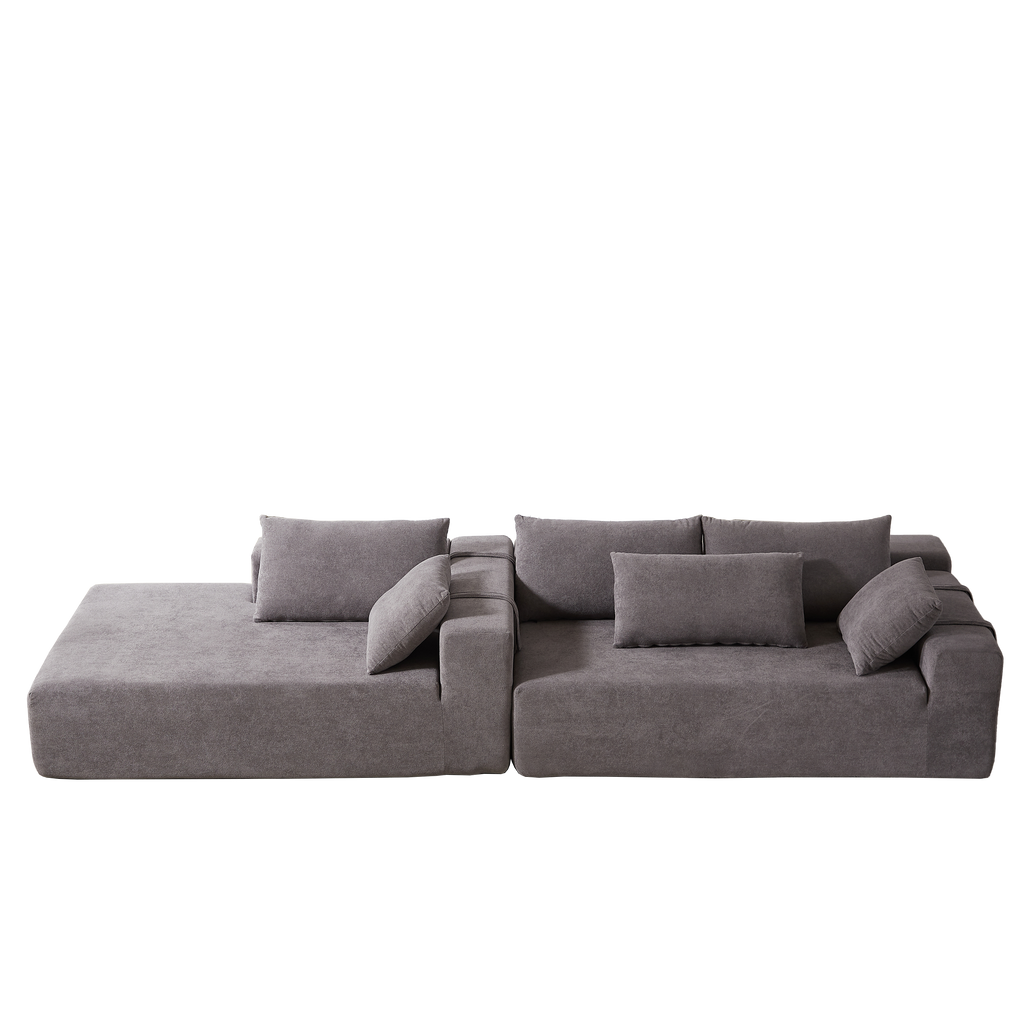 Modern Chenille Upholstered Sectional Sofa Couch Set,Modular 108' L Shaped Sectional Living Room Sofa Set With 6 Pillows,Free Combination Sofa Couch for Living Room,Bedroom(Left Chaise)W834P240001