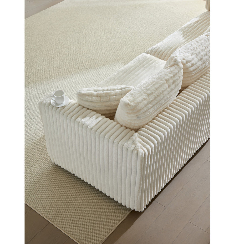 104.3' Plush Corduroy 4-Seat Sofa,Modern Comfy Upholstered Sofa Cloud Couch,Deep Seat Couches with Soft Pillows,Convertible Deep Seat Sofa Lounge Chair for Living Room Bedroom,Apartment,Office