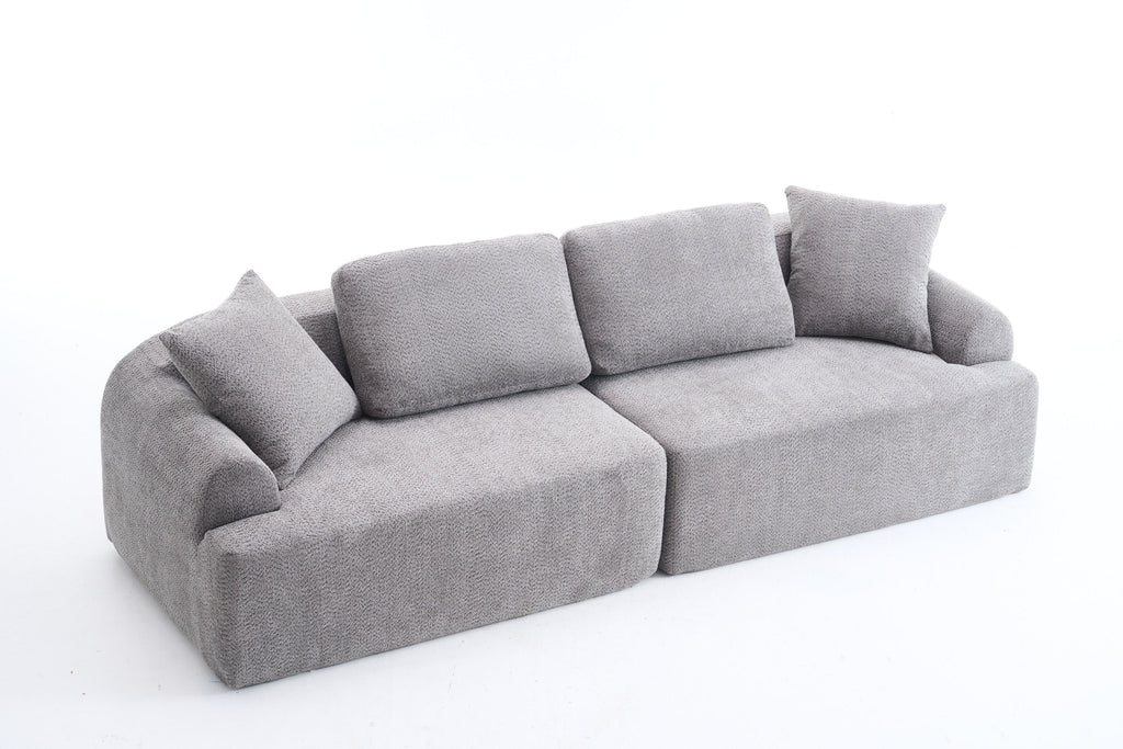 LY-024GY COMPRESSION SOFA: 4-seater combined sofa, Crochet Yarn Fabric, full sponge compression sofa,combined sofa with 4 pillows for home living/ Home Furniture/ Apartment/Office/House