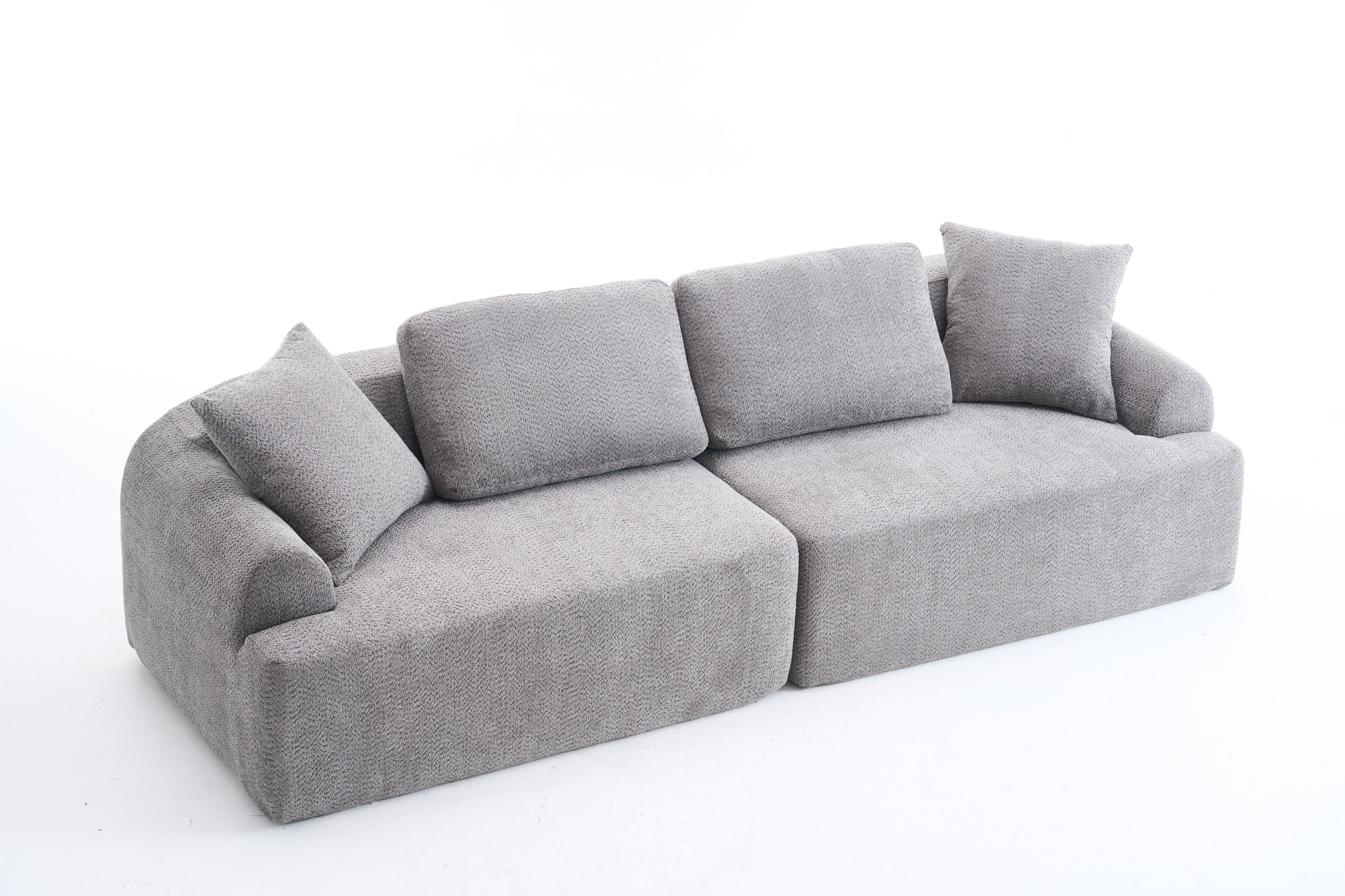 LY-024GY COMPRESSION SOFA: 4-seater combined sofa, Crochet Yarn Fabric, full sponge compression sofa,combined sofa with 4 pillows for home living/ Home Furniture/ Apartment/Office/House
