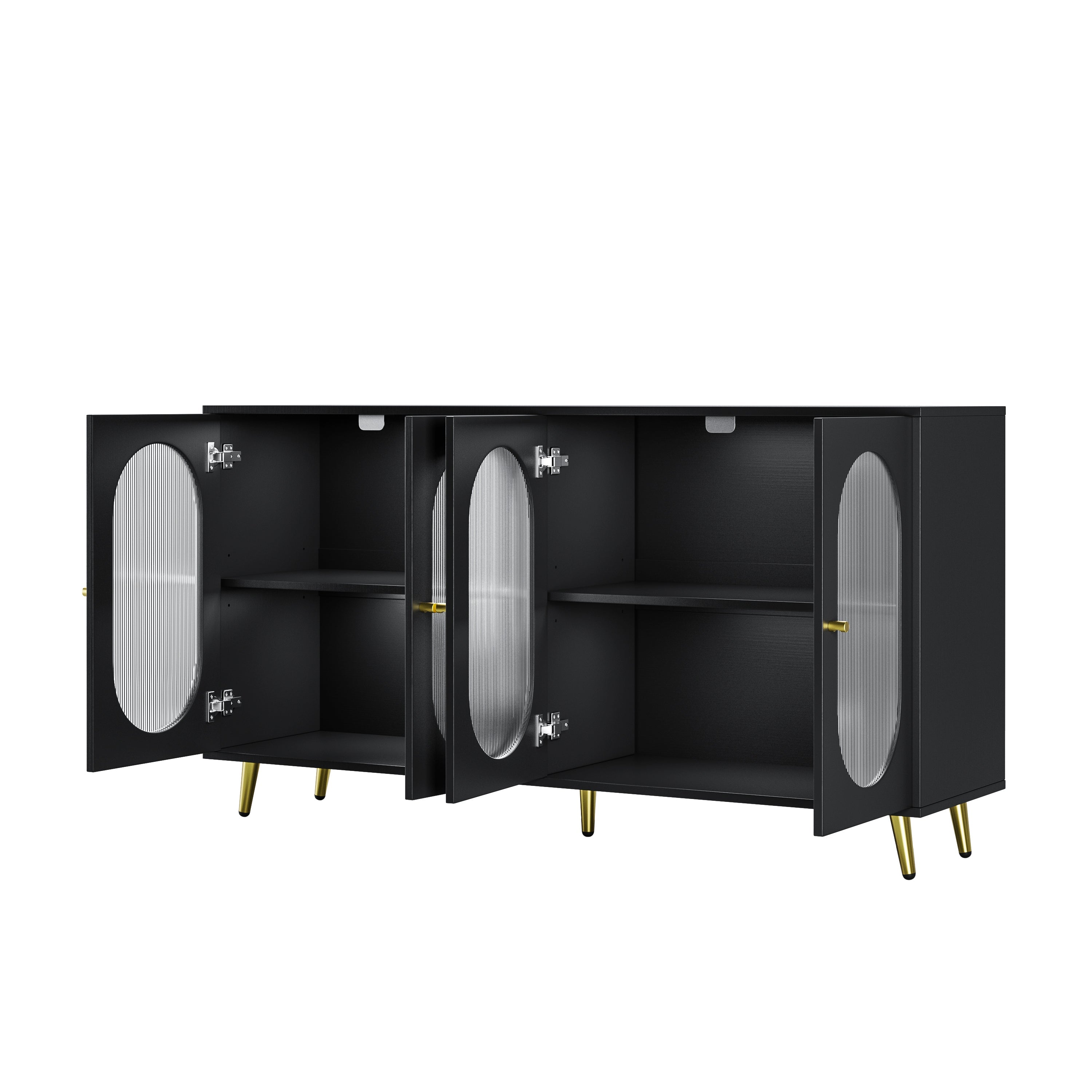 Modern Accent Sideboard Cabinet with Acrylic Doors, Freestanding Storage Cupboard Console Table for Kitchen Dining Living Room Hallway Office, Black