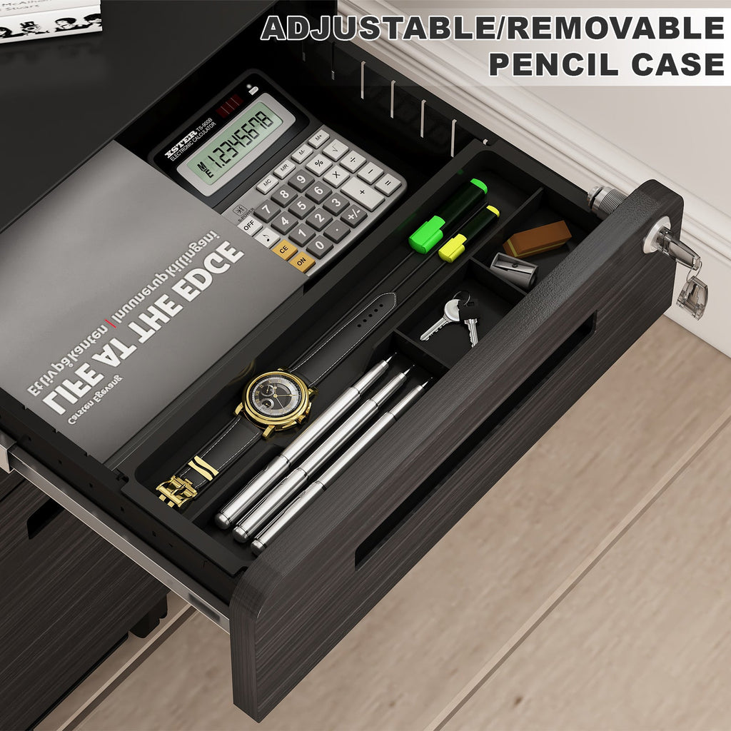 3 Drawer Mobile File Cabinet Under Desk Office,Simple Style Versatile Storage Cabinet for Legal/Letter/A4 Files, 5 Wheel Design Anti-Tilting Cold Rolled Steel Waterproof Moisture-Proof Black