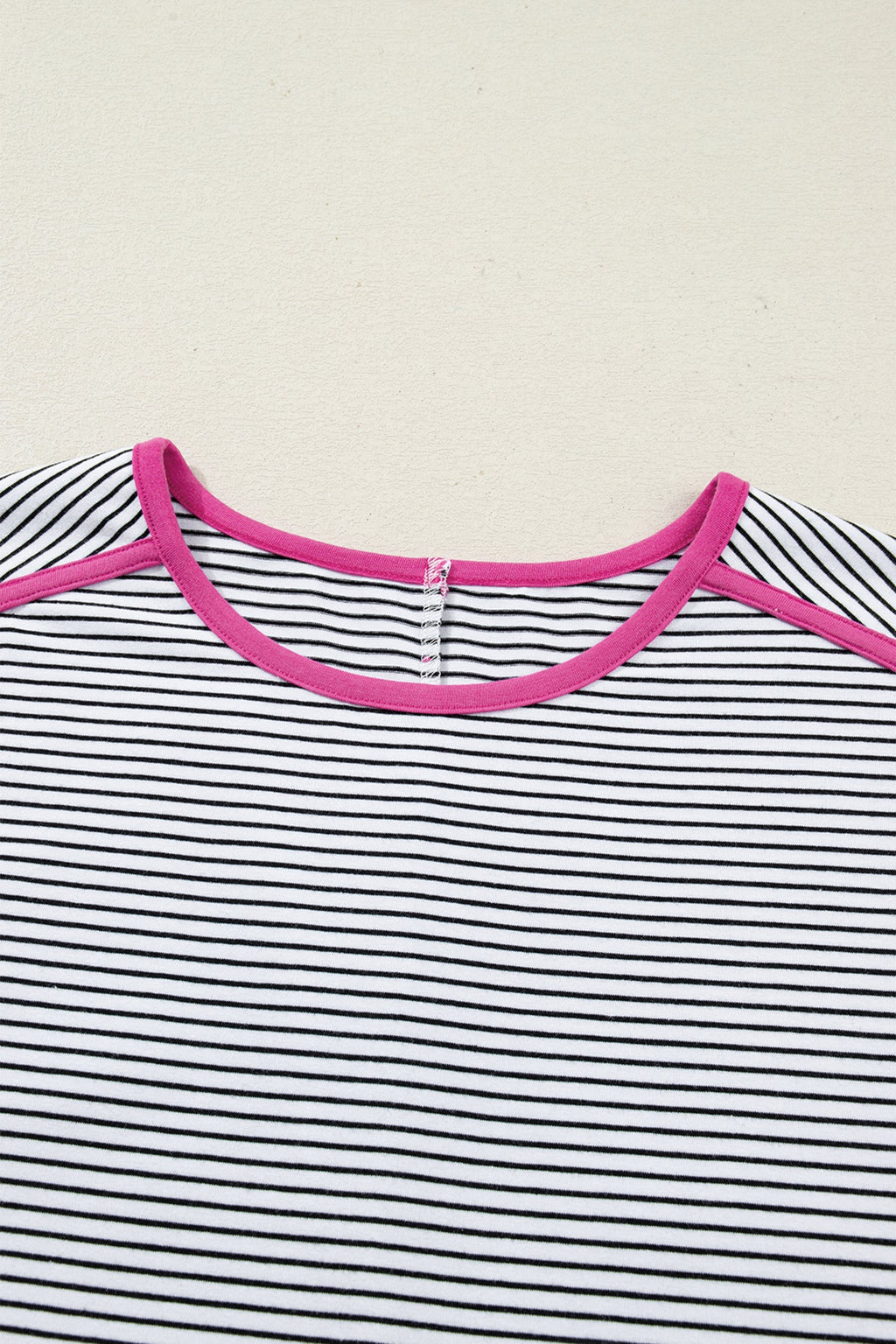 Stripe Contrast Trim Round Neck Summer Shirt