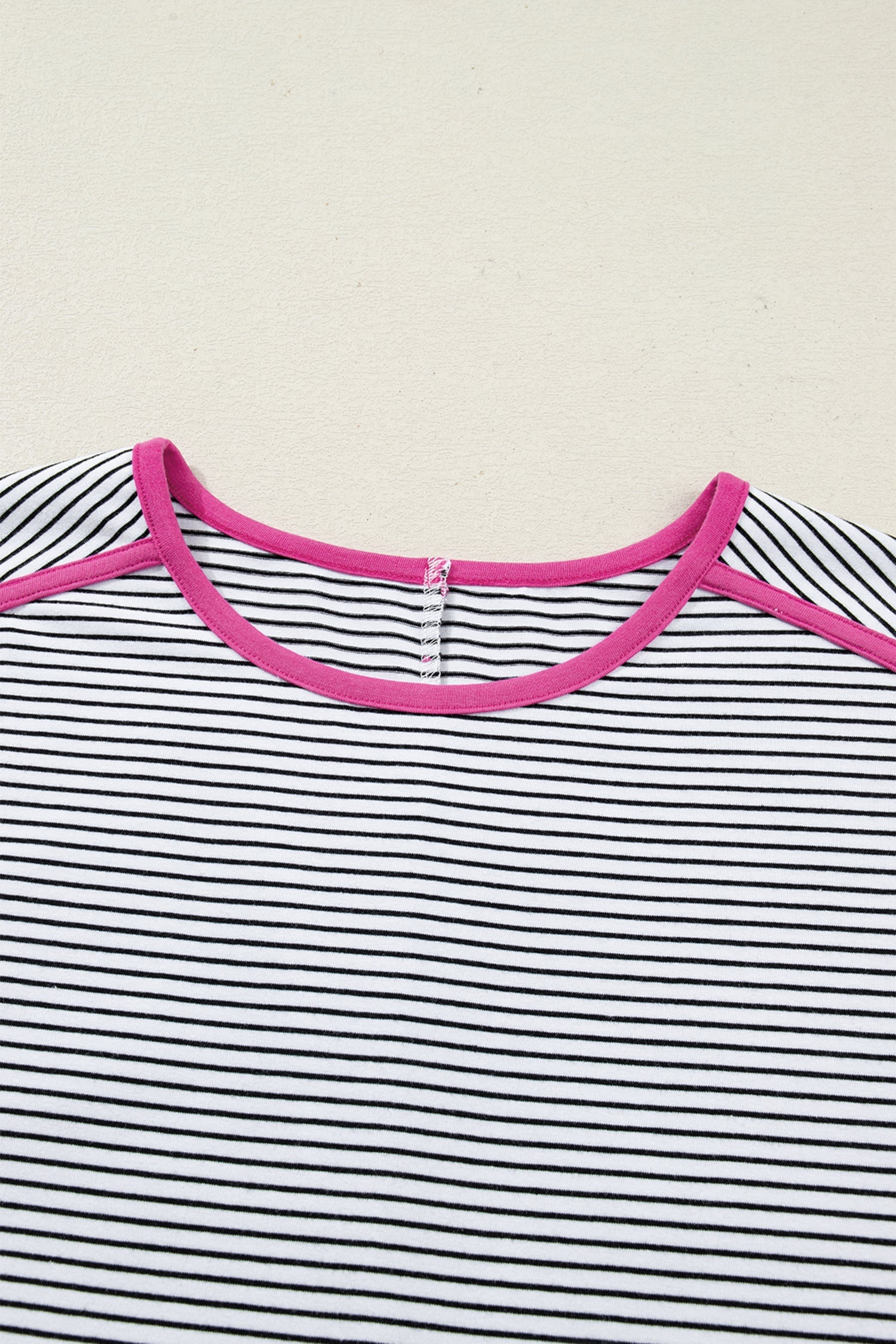 Stripe Contrast Trim Round Neck Summer Shirt