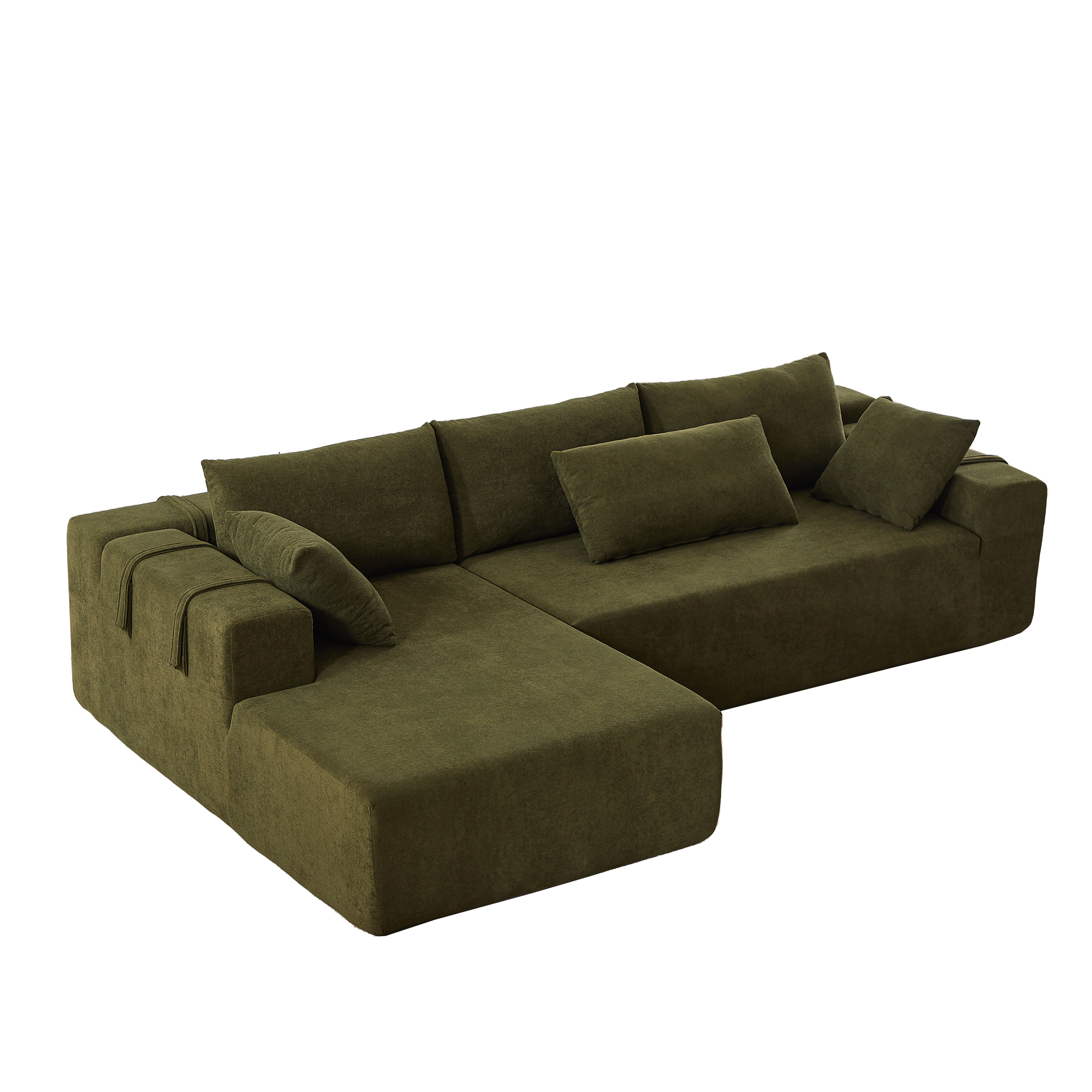 Modern Chenille Upholstered Sectional Sofa Couch Set,Modular 108' L Shaped Sectional Living Room Sofa Set With 6 Pillows,Free Combination Sofa Couch for Living Room,Bedroom(Left Chaise)