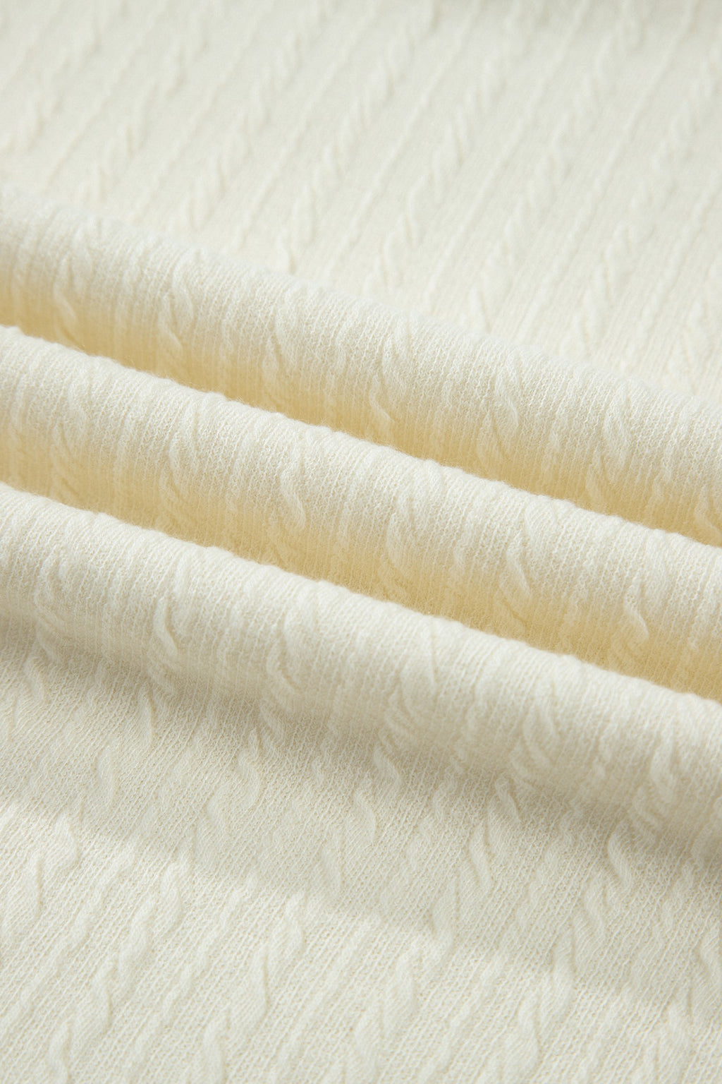 Cable Knit Textured V-Neck Short Sleeve T-Shirt